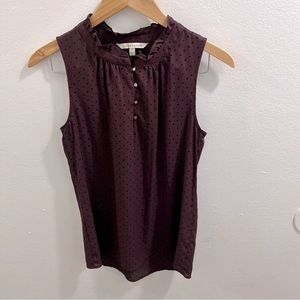 41 Hawthorn Small Polka Dot Career Sleeveless Top/Burgundy with black dots